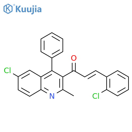 (2E)-1-(6-chloro-2-methyl-4-phenylquinolin-3-yl)-3-(2-chlorophenyl)prop-2-en-1-one structure
