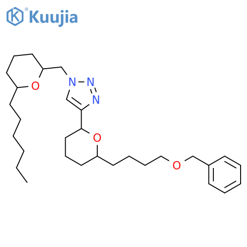1H-1,2,3-Triazole, 1-[[(2R,6S)-6-hexyltetrahydro-2H-pyran-2-yl]methyl]-4-[(2R,6S)-tetrahydro-6-[4-(phenylmethoxy)butyl]-2H-pyran-2-yl]- structure