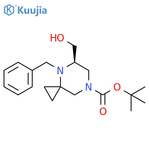 tert-butyl (5R)-4-benzyl-5-(hydroxymethyl)-4,7-diazaspiro[2.5]octane-7-carboxylate structure