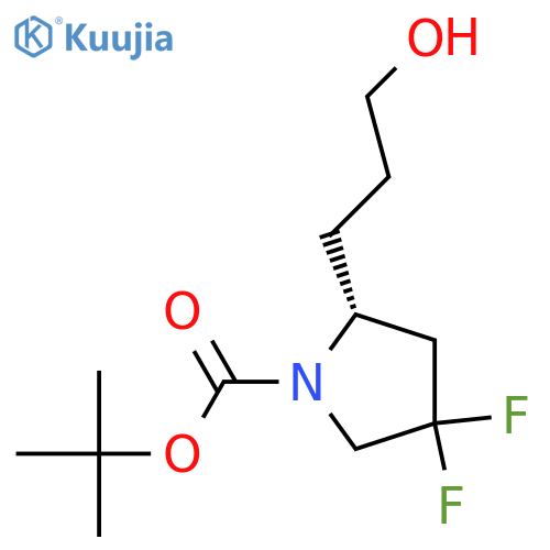 tert-butyl (2R)-4,4-difluoro-2-(3-hydroxypropyl)pyrrolidine-1-carboxylate structure