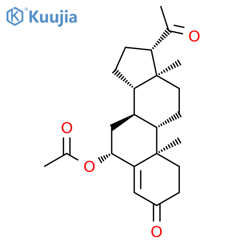 Pregn-4-ene-3,20-dione,6-(acetyloxy)-, (6b)- (9CI) structure