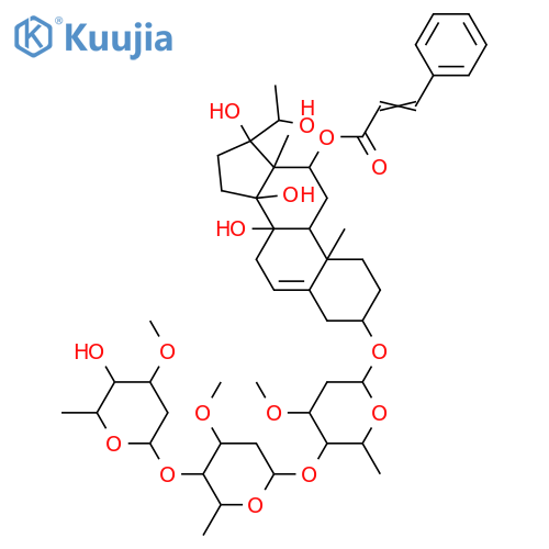 Pregn-5-ene-3,8,12,14,17,20-hexol; (3β,12β,14β,17βOH,20S)-form, 12-Cinnamoyl, 3-O-[β-D-oleandropyranosyl-(1→4)-β-D-cymaropyranosyl-(1→4)-β-D-cymaropyranoside] structure