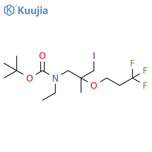 tert-butyl N-ethyl-N-3-iodo-2-methyl-2-(3,3,3-trifluoropropoxy)propylcarbamate structure