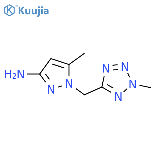 5-methyl-1-(2-methyl-2H-1,2,3,4-tetrazol-5-yl)methyl-1H-pyrazol-3-amine structure