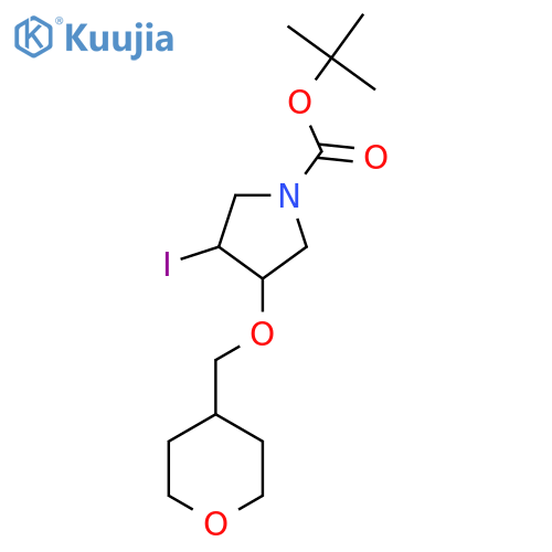 tert-butyl 3-iodo-4-(oxan-4-yl)methoxypyrrolidine-1-carboxylate structure