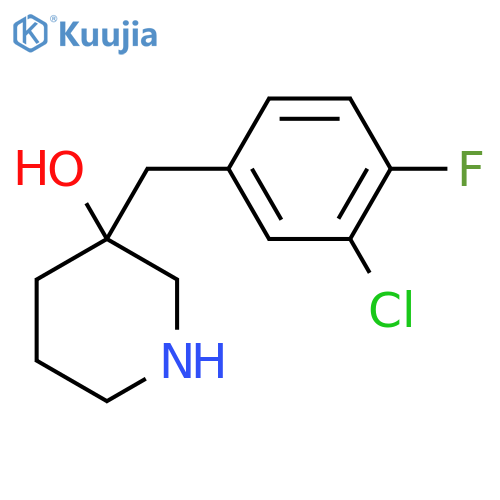 3-(3-chloro-4-fluorophenyl)methylpiperidin-3-ol structure