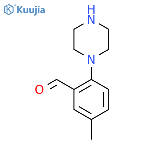 5-Methyl-2-(piperazin-1-yl)benzaldehyde structure