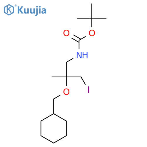 tert-butyl N-2-(cyclohexylmethoxy)-3-iodo-2-methylpropylcarbamate structure