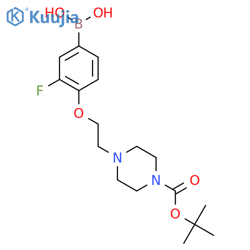 4-(2-(4-(Tert-butoxycarbonyl)piperazin-1-yl)ethoxy)-3-fluorophenylboronic acid structure