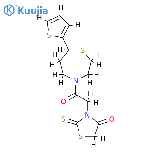 3-{2-oxo-2-[7-(thiophen-2-yl)-1,4-thiazepan-4-yl]ethyl}-2-sulfanylidene-1,3-thiazolidin-4-one structure