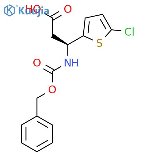 (3S)-3-{(benzyloxy)carbonylamino}-3-(5-chlorothiophen-2-yl)propanoic acid structure