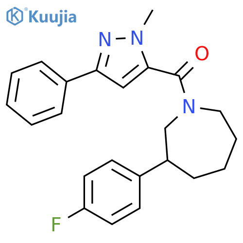 3-(4-fluorophenyl)-1-(1-methyl-3-phenyl-1H-pyrazole-5-carbonyl)azepane structure