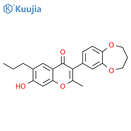 3-(3,4-dihydro-2H-1,5-benzodioxepin-7-yl)-7-hydroxy-2-methyl-6-propyl-4H-chromen-4-one structure