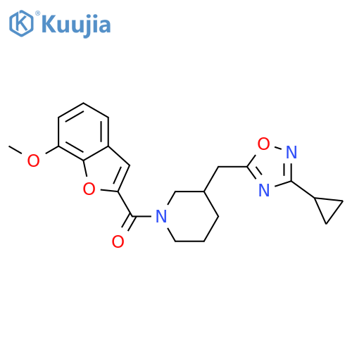 3-[(3-cyclopropyl-1,2,4-oxadiazol-5-yl)methyl]-1-(7-methoxy-1-benzofuran-2-carbonyl)piperidine structure