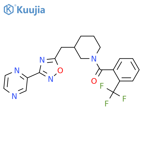 2-[5-({1-[2-(trifluoromethyl)benzoyl]piperidin-3-yl}methyl)-1,2,4-oxadiazol-3-yl]pyrazine structure