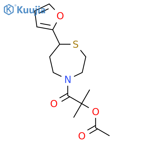 1-[7-(furan-2-yl)-1,4-thiazepan-4-yl]-2-methyl-1-oxopropan-2-yl acetate structure