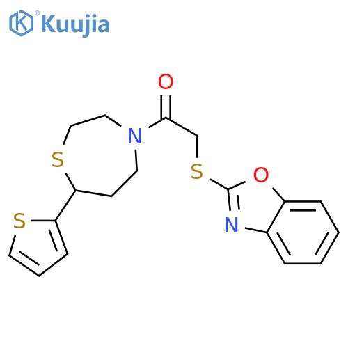 2-(1,3-benzoxazol-2-ylsulfanyl)-1-[7-(thiophen-2-yl)-1,4-thiazepan-4-yl]ethan-1-one structure