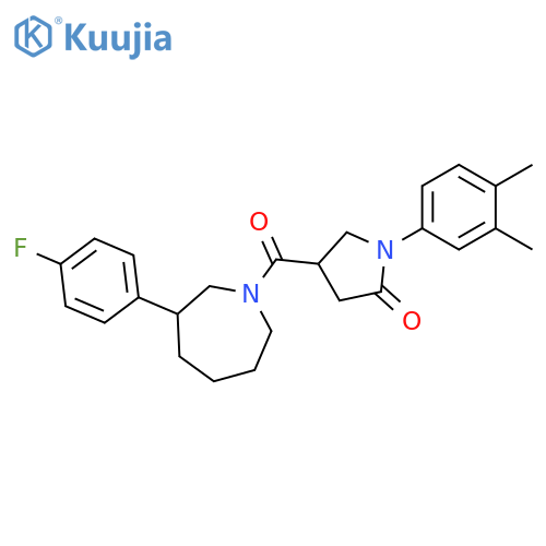 1-(3,4-dimethylphenyl)-4-[3-(4-fluorophenyl)azepane-1-carbonyl]pyrrolidin-2-one structure