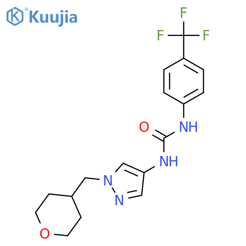 1-(1-((tetrahydro-2H-pyran-4-yl)methyl)-1H-pyrazol-4-yl)-3-(4-(trifluoromethyl)phenyl)urea structure
