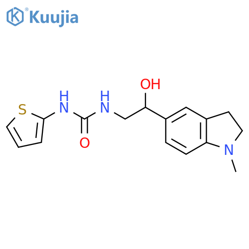 1-2-hydroxy-2-(1-methyl-2,3-dihydro-1H-indol-5-yl)ethyl-3-(thiophen-2-yl)urea structure