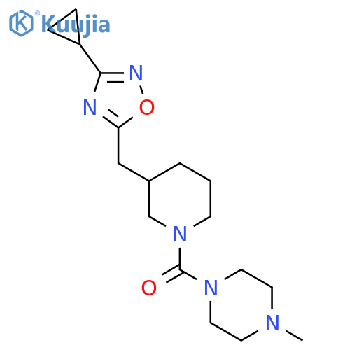 1-{3-[(3-cyclopropyl-1,2,4-oxadiazol-5-yl)methyl]piperidine-1-carbonyl}-4-methylpiperazine structure