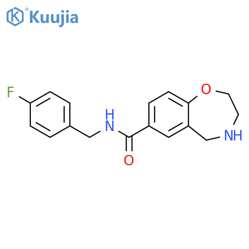 N-(4-fluorobenzyl)-2,3,4,5-tetrahydro-1,4-benzoxazepine-7-carboxamide structure