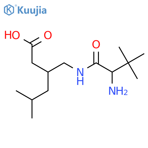3-(2-amino-3,3-dimethylbutanamido)methyl-5-methylhexanoic acid structure