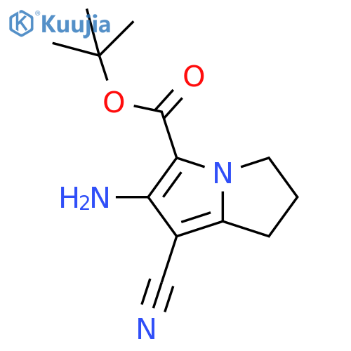 2-Amino-1-cyano-6,7-dihydro-5H-pyrrolizine-3-carboxylic acid tert-butyl ester structure