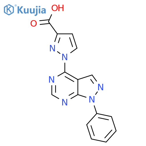1-(1-Phenyl-1H-pyrazolo[3,4-d]pyrimidin-4-yl)-1H-pyrazole-3-carboxylic acid structure