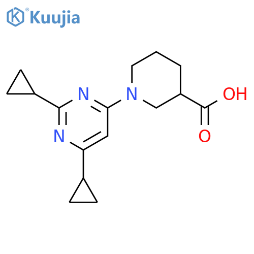 1-(2,6-Dicyclopropyl-pyrimidin-4-yl)-piperidine-3-carboxylic acid structure