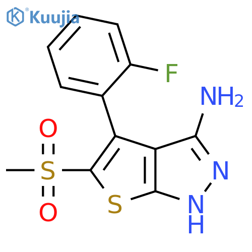 4-(2-Fluoro-phenyl)-5-methanesulfonyl-1H-thieno[2,3-c]pyrazol-3-ylamine structure