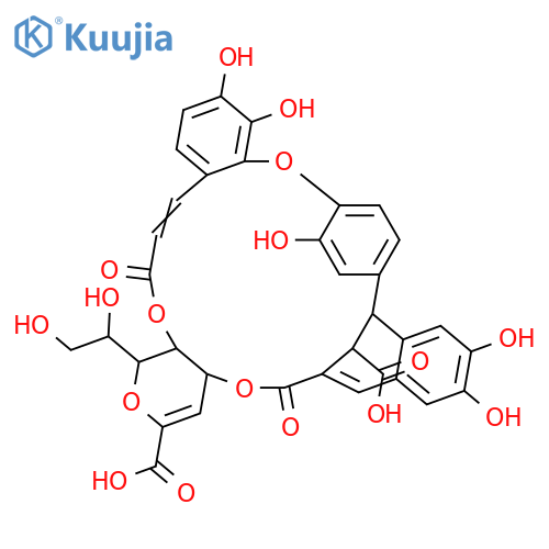 14,17-Etheno-7,13-methano-1H,25H-benzo[g]pyrano[4,3-m][1,12,15]benzotrioxacycloeicosin-3,29-dicarboxylic acid, 1-[(1R)-1,2-dihydroxyethyl]-4a,6,13,26a-tetrahydro-10,11,16,19,20-pentahydroxy-6,25-dioxo-, (1S,4aS,13S,23E,26aS,29R)-rel-(-)- structure