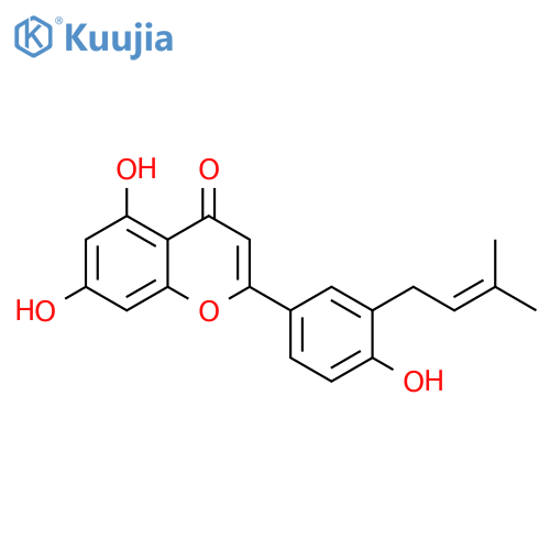 4H-1-Benzopyran-4-one, 5,7-dihydroxy-2-[4-hydroxy-3-(3-methyl-2-buten-1-yl)phenyl]- structure