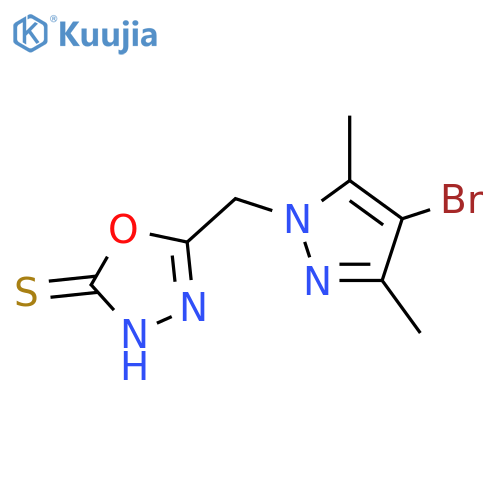 5-(4-Bromo-3,5-dimethyl-1H-pyrazol-1-yl)methyl-1,3,4-oxadiazole-2-thiol structure