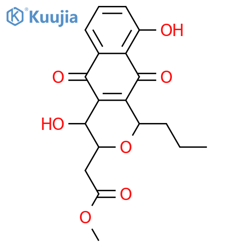 Frenolicin; Deepoxy, 4a,10a-didehydro, 4β-hydroxy, Me ester structure