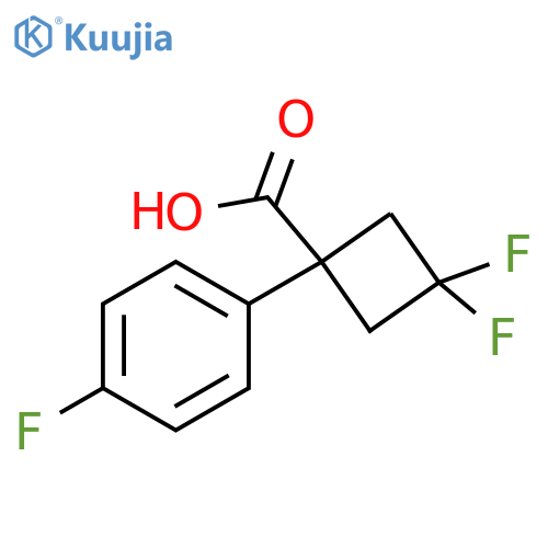 3,3-difluoro-1-(4-fluorophenyl)cyclobutane-1-carboxylic acid structure