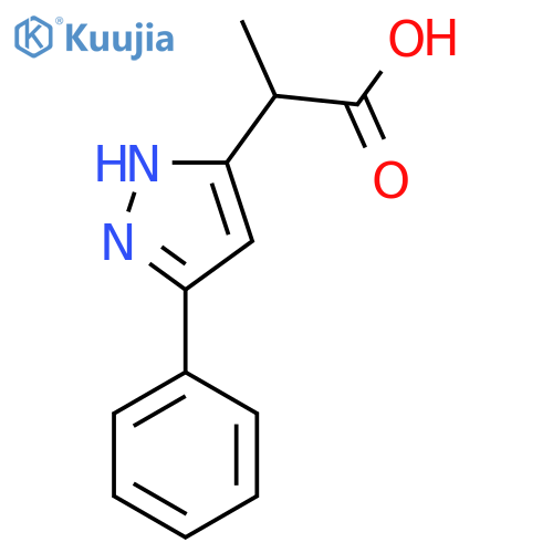 2-(3-phenyl-1H-pyrazol-5-yl)propanoic acid structure