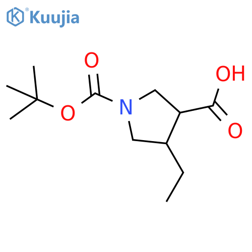 1-tert-butoxycarbonyl-4-ethyl-pyrrolidine-3-carboxylic acid structure