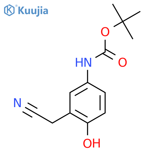 tert-butyl N-3-(cyanomethyl)-4-hydroxyphenylcarbamate structure