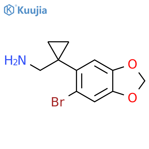 1-(6-bromo-1,3-dioxaindan-5-yl)cyclopropylmethanamine structure