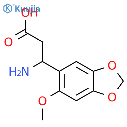 3-amino-3-(6-methoxy-1,3-dioxaindan-5-yl)propanoic acid structure