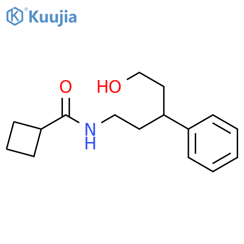 N-(5-hydroxy-3-phenylpentyl)cyclobutanecarboxamide structure