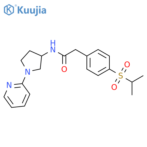 2-(4-propan-2-ylsulfonylphenyl)-N-(1-pyridin-2-ylpyrrolidin-3-yl)acetamide structure