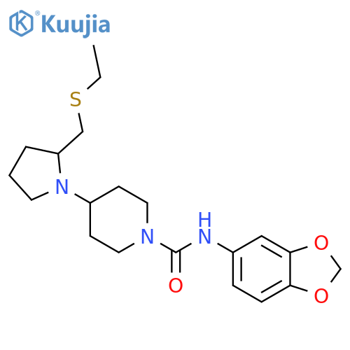 N-(2H-1,3-benzodioxol-5-yl)-4-{2-[(ethylsulfanyl)methyl]pyrrolidin-1-yl}piperidine-1-carboxamide structure