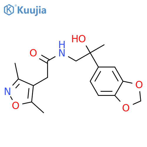 N-[2-(2H-1,3-benzodioxol-5-yl)-2-hydroxypropyl]-2-(3,5-dimethyl-1,2-oxazol-4-yl)acetamide structure