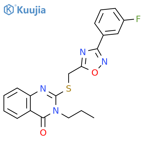 2-({[3-(3-fluorophenyl)-1,2,4-oxadiazol-5-yl]methyl}sulfanyl)-3-propyl-3,4-dihydroquinazolin-4-one structure
