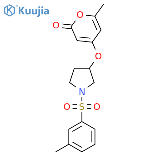 6-Methyl-4-[[1-[(3-methylphenyl)sulfonyl]-3-pyrrolidinyl]oxy]-2H-pyran-2-one structure