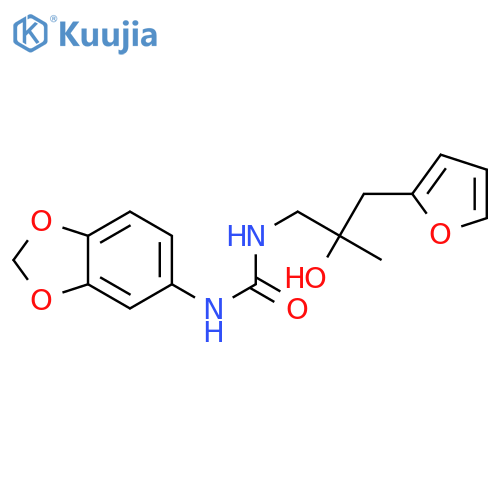3-(2H-1,3-benzodioxol-5-yl)-1-[3-(furan-2-yl)-2-hydroxy-2-methylpropyl]urea structure