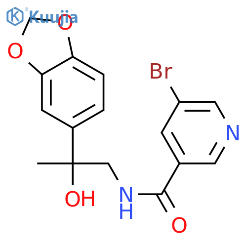 N-[2-(2H-1,3-benzodioxol-5-yl)-2-hydroxypropyl]-5-bromopyridine-3-carboxamide structure