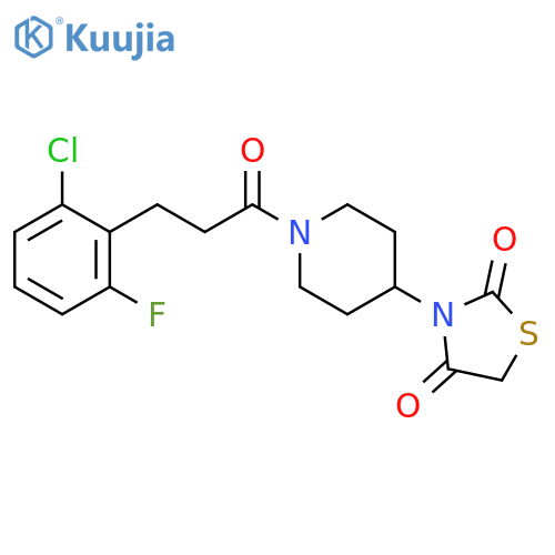 3-[1-[3-(2-Chloro-6-fluorophenyl)-1-oxopropyl]-4-piperidinyl]-2,4-thiazolidinedione structure